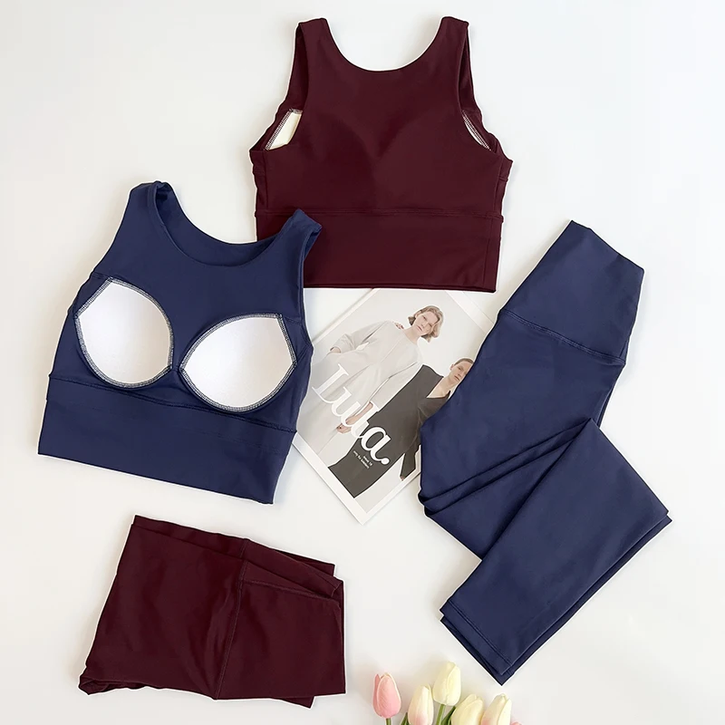 

Women's 2 Piece Gym Yoga Set High Waist Leggings And Shockproof comfort Sport Bra Workout Wear High Elastic Comfortable Clothing