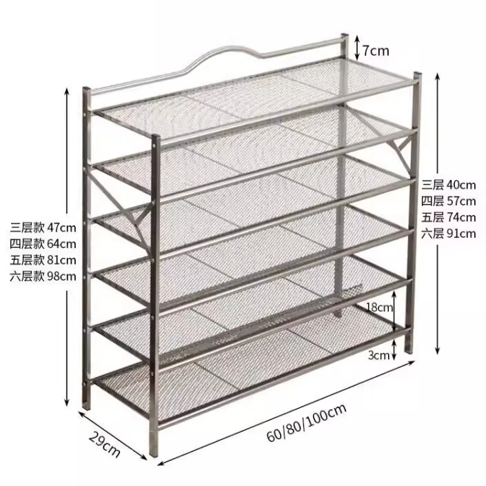 

Stainless steel foldable shoe rack installation-free shoe rack cabinet rental room wrought iron multi-layer shoe storage shelf