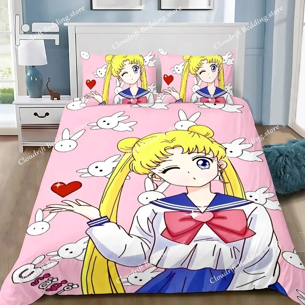 

Japan Anime Cute S-Sailor M-MoonS Adult Boy Girl Bedroom Decoration Single Double Large Size Duvet Cover Pillowcase Bedding Set7