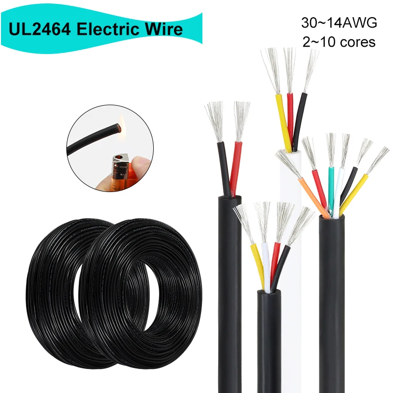 UL2464 Black Multi-core Sheath Wire 2~10Cores 30~20/18/16/14AWG Signal Control Wire Channel Audio Insulated Copper Cable