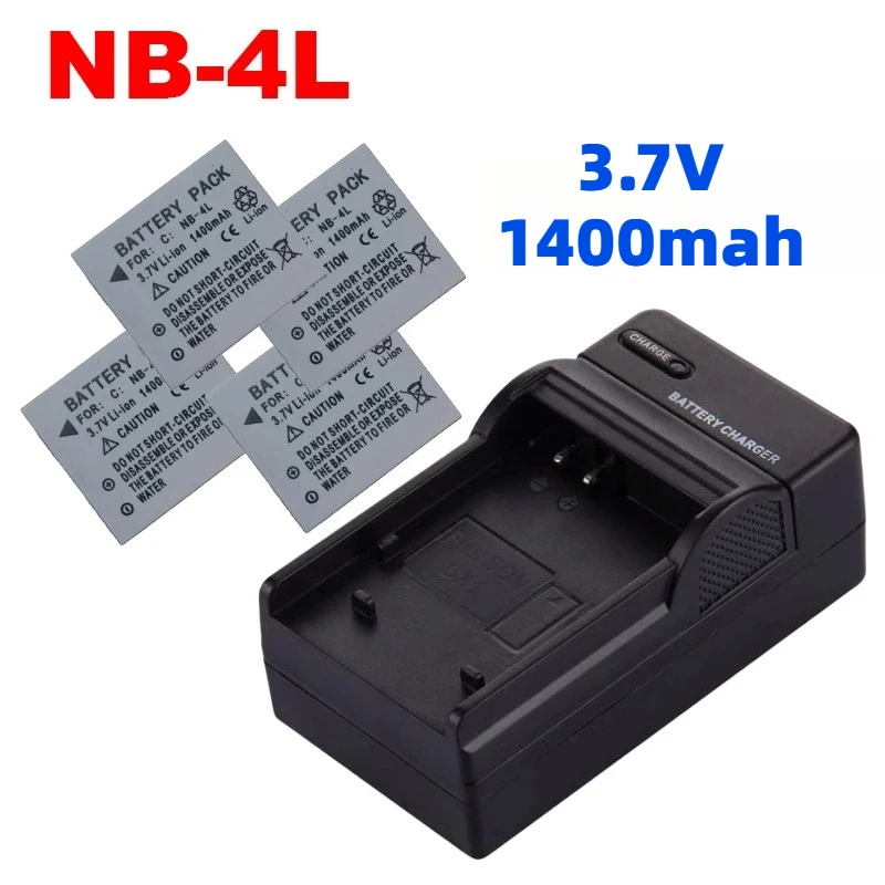 Batería para Cámara NB4L, 3.7V 1400mAh, Batería Recargable de Iones de Litio para Canon IXUS 120IS 115HS 220HS 110IS 117HS 780IS 230HS IXUS 255HS