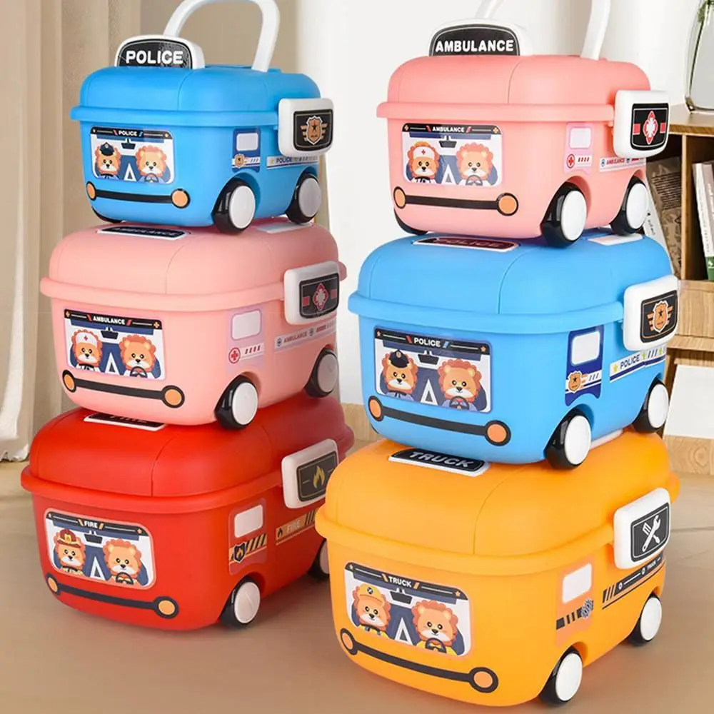 

Multicolor Storage Boxes Multi-size Cartoon Car Sundries Organising Box with Handle Pulley Plastic Organizier Box