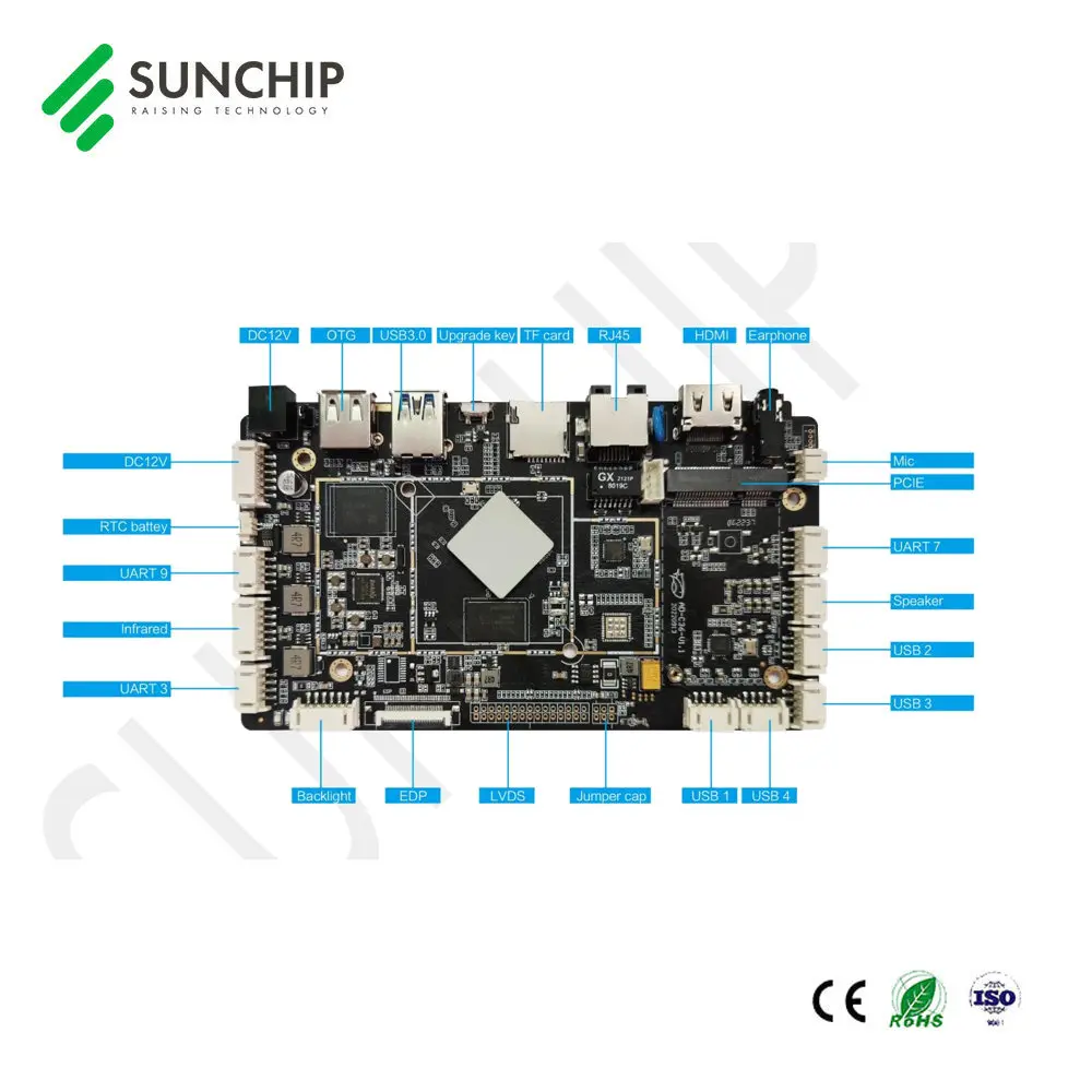 Scheda multimediale Driver LCD pcba RK3566 Scheda touch screen Android Scheda ARM LVDS Scheda multimediale lcd 4K scheda madre segnaletica digitale
