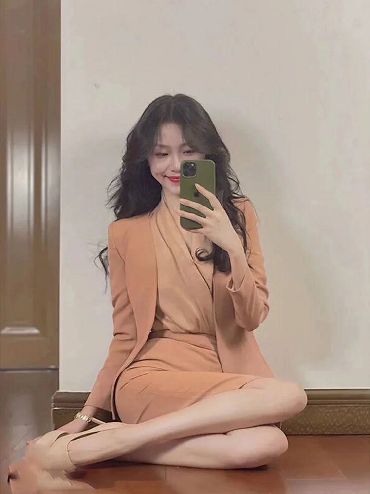 

Spring New Arrival Light Pink Suit Set Women's Faionable Ele Dring Sle Miss Gong's Brand Workwear orm