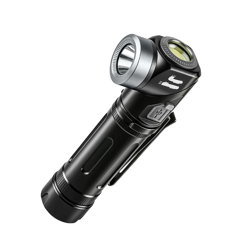 مشاعل مغناطيسية تدور 90 درجة مع مصباح طوارئ جانبي 5 مستوى سطوع للمشي لمسافات طويلة والتخييم أساسي #5