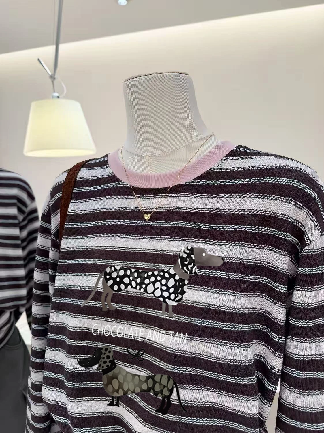 Retro Striped Print Long Sleeve T-Shirt Women's round Neck Loose Slimming Versatile Youthful Cover up Top Korean Style Cotton