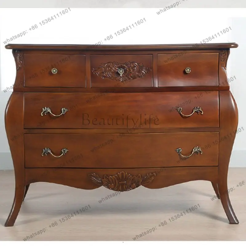 

American peach blossom heart wood carving flower dresser small apartment furniture dresser