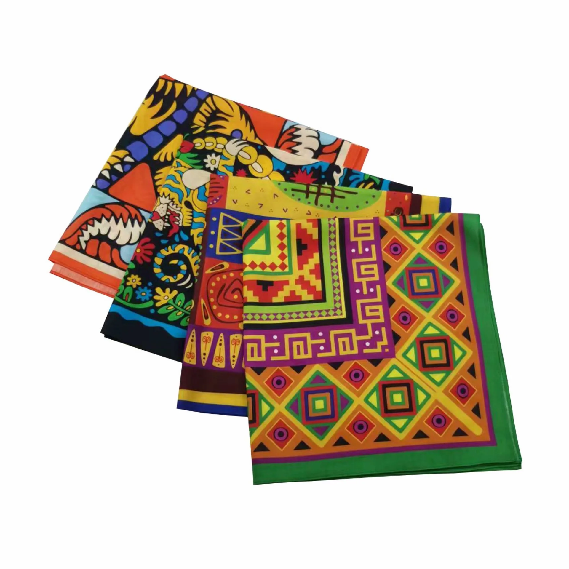 Digital One-side Printed Cotton Bandannas Hip hop Headbands Motorcycle Riding Masks Music Festival Decorations Headscarves