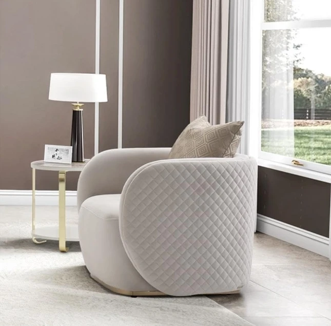 New Design Luxury Stainless Steel Base Velvet Upholstered Accent Chair Living Room Chair for Home Hotel Cafe Shope