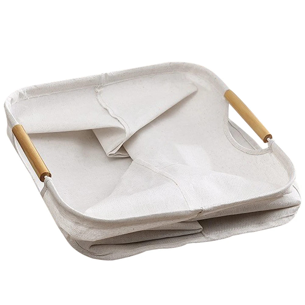 

Container Laundry Basket Baskets Slim Wire Wooden Handle Foldable Folding Hamper