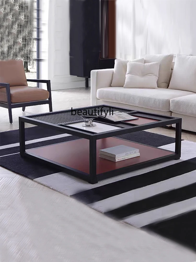 Italian Modern Square Tea Table Combination Simple Black Square Table Simple Tea Table