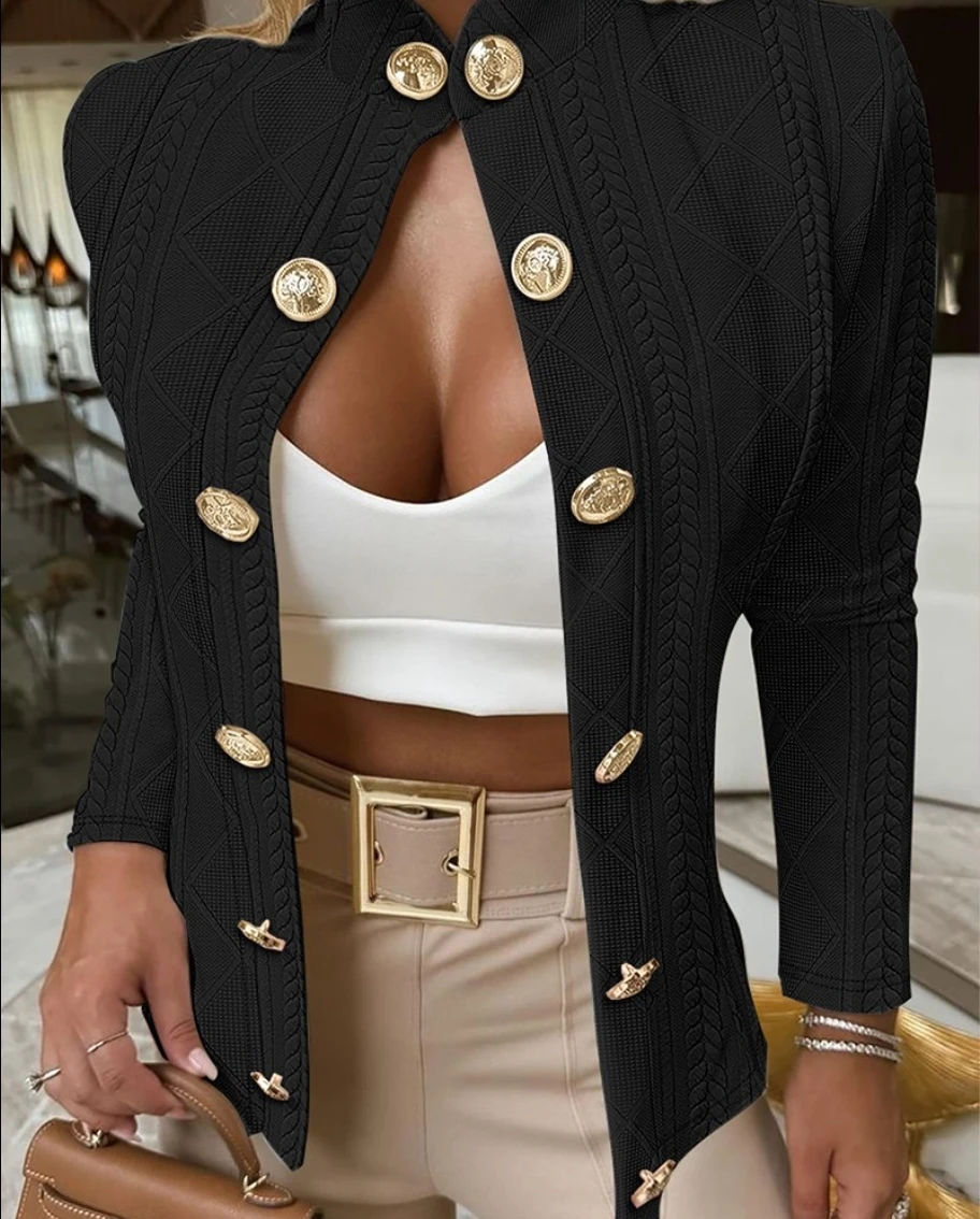 Women Button Long Sleeve Blazer Suit Coat Jacket Outwear Tops Ladies