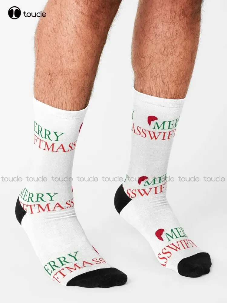 Merry Swiftmas - Taylor Christmas Socks Girls Soccer Socks Personalized Custom Unisex Adult Teen Youth Socks 360° Digital Print