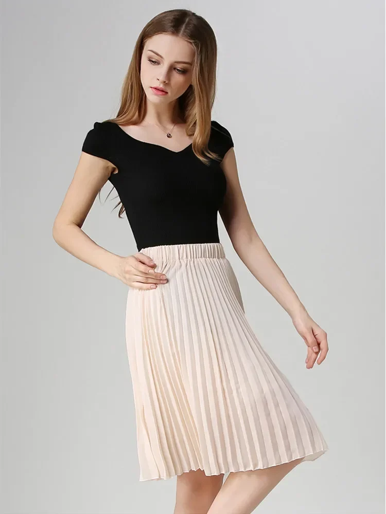 

Women Chiffon Pleated Skirt Vintage High Waist Tutu Skirts Womens Saia Midi Rokken 2022Summer Style Jupe Femme Skirt