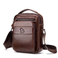 Borsa piccola da uomo con una spalla obliqua in pelle bovina 1pc borsa da uomo in pelle bovina con strato quadrato verticale in stile retrò