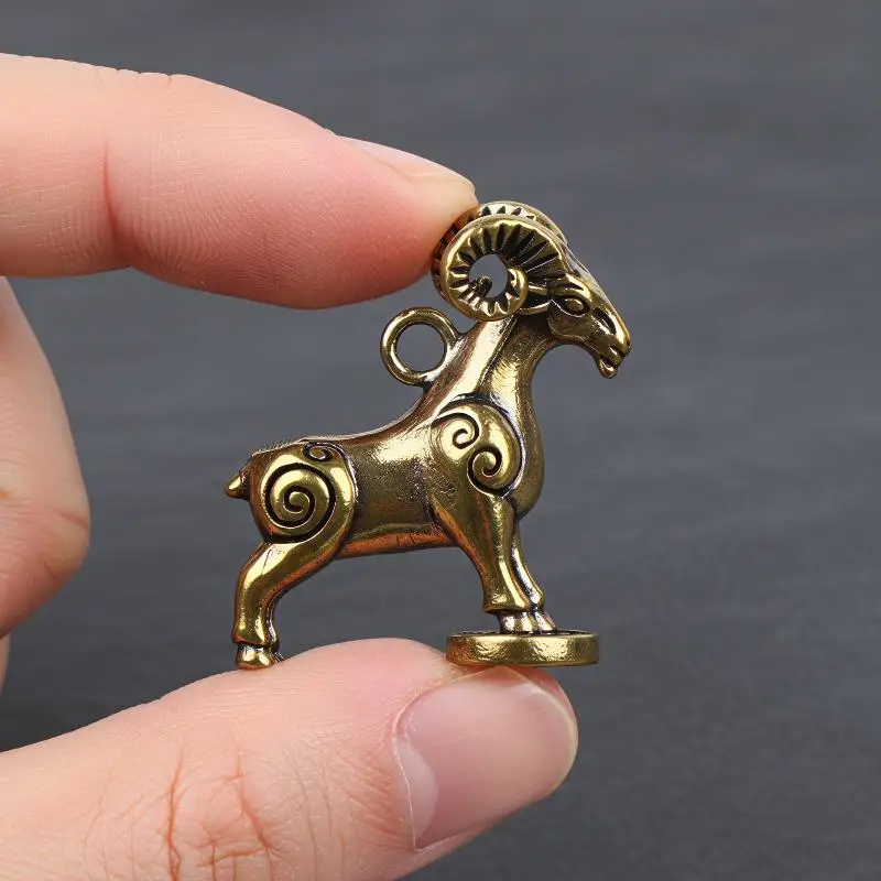 2027 Zodiac Goat Sculpture Step On Money Sheep Figurine Brass Animal Statue