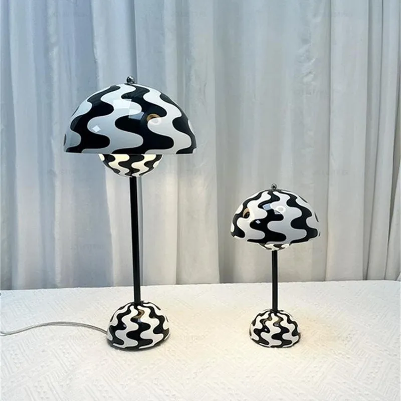 

Danish Flower Bud Desk Lamps Mushroom Rechargeable LED Table Light Bedroom Bedside Original Edition Zebra Stripes Night Lighting