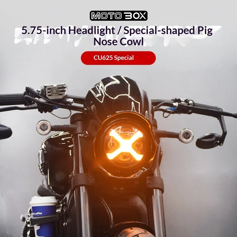 【Premium】For VOGE CU625 modified with 5.75-inch headlights, custom-shaped “pig-head”-shaped trim pieces, and retro-style front w