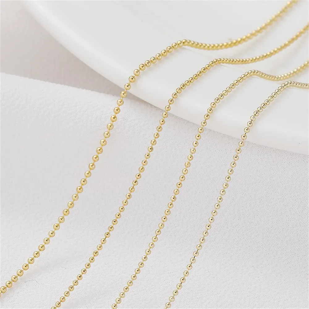 14K Gold Round Bead Chain Loose Chain Handcrafted DIY Production Bracelet Necklace Bead Chain Jewelry Material Accessories L014