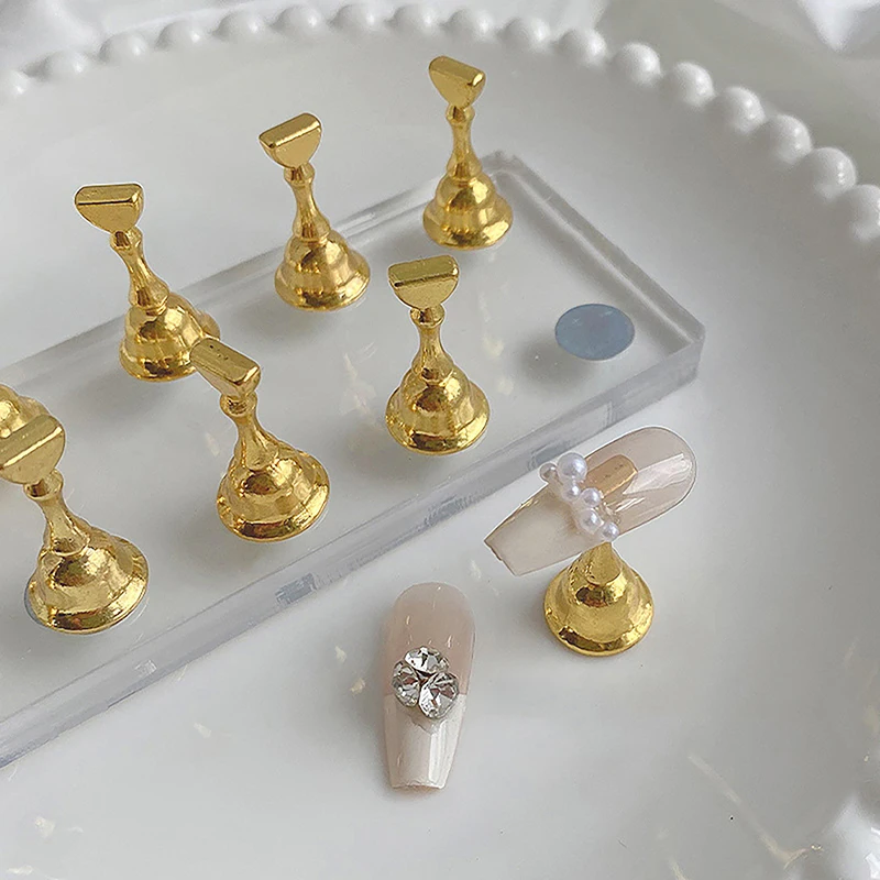 حامل ممارسة فن الأظافر من الأكريليك ، مجموعة قاعدة صف مزدوج ، ذهب ، فضي ، حامل سبيكة معدنية مغناطيسية ، أداة تجميل الأظافر ، ملحقات الأظافر ، الصالون