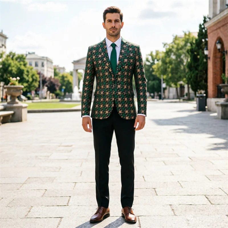 

New Men LuxuryJacquard Suit 2 Piece Red SilverYellow Fashion Singer Host Bar KTV Stage Performance Blazer and Pant European Size