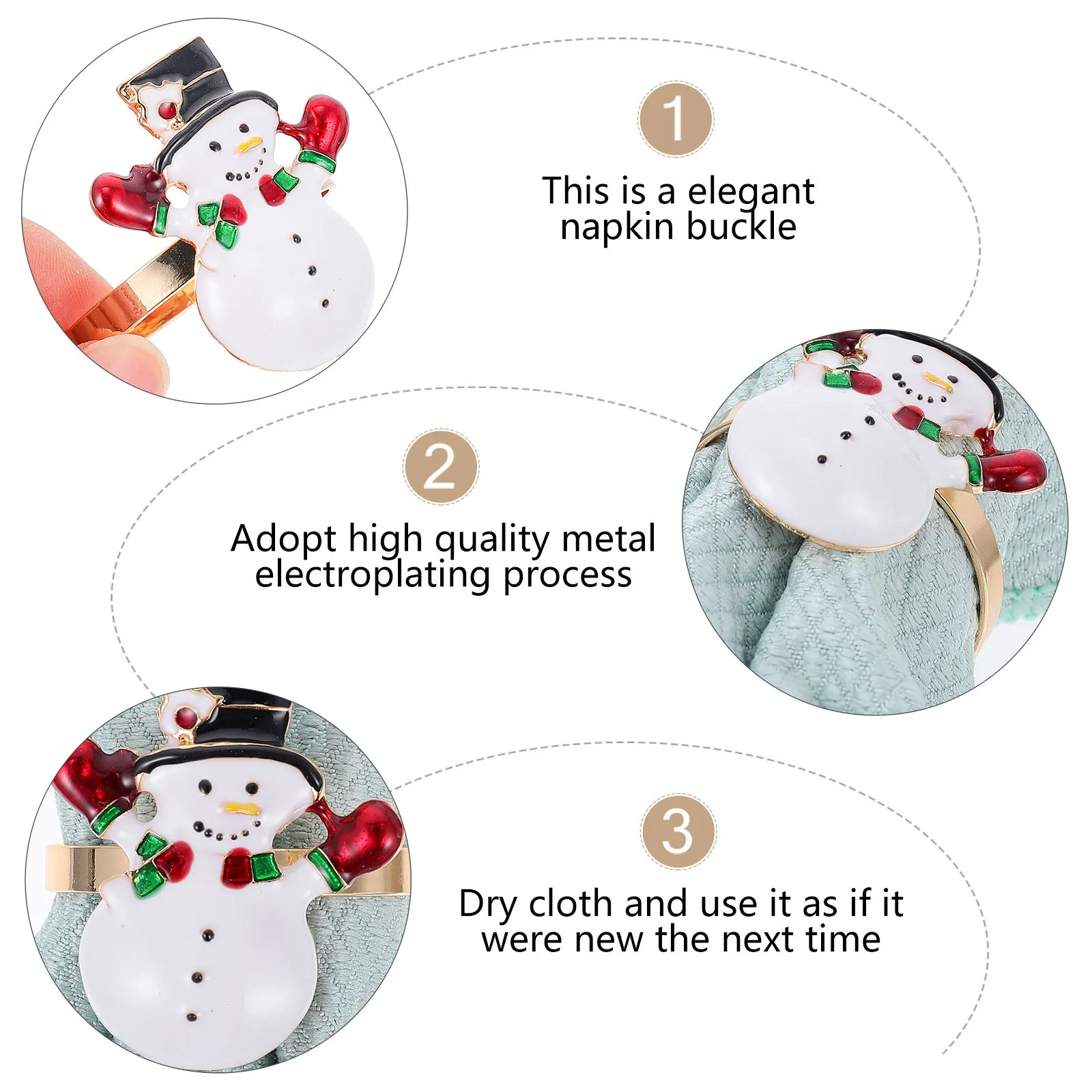 

4Pcs Decorative Napkin Buckles Snowman Shaped Holiday Napkin Holders for Christmas Dinner Table Decor Xmas Dining Table Ornament