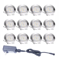 10Pcs Recessed LEDs Deck Lights DC12V Low Voltage IP67 Waterproof In-ground Lamp Landscape Light for Yard Garden Pathway Stairs