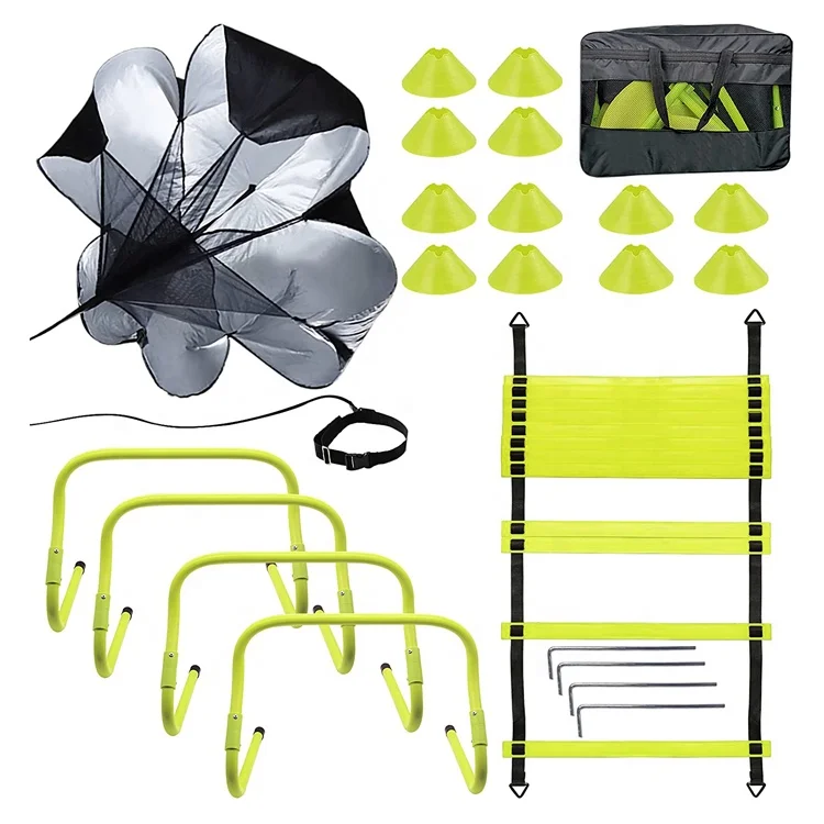 

Speed Agility Training Set Agility Ladder Cones Adjustable Hurdles Parachute Exercise Workout Equipment Increase Quick Footwork