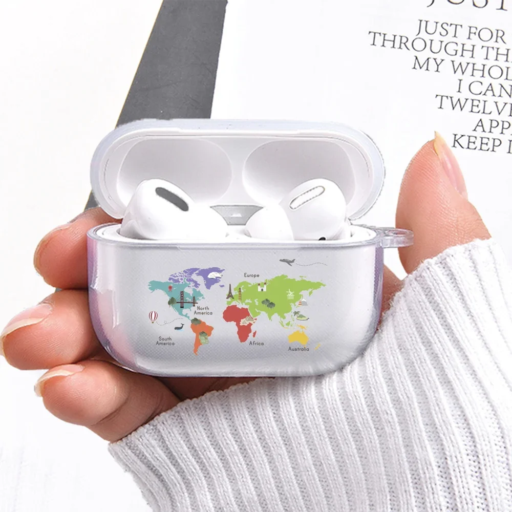 For Apple Earphone Case AirPods Pro /AirPods 3rd Gen Anti-drop Travel Series Print Wireless Bluetooth Headphone Silicone Cover