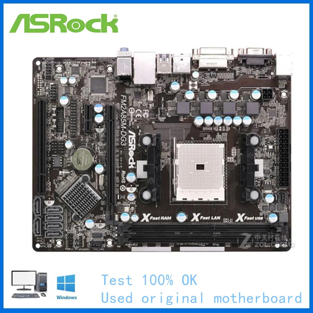 

For ASRock FM2A85M-DG3 Computer USB3.0 SATA III Motherboard FM2 APU CPU DDR3 For AMD A85M A85 Desktop Mainboard Used