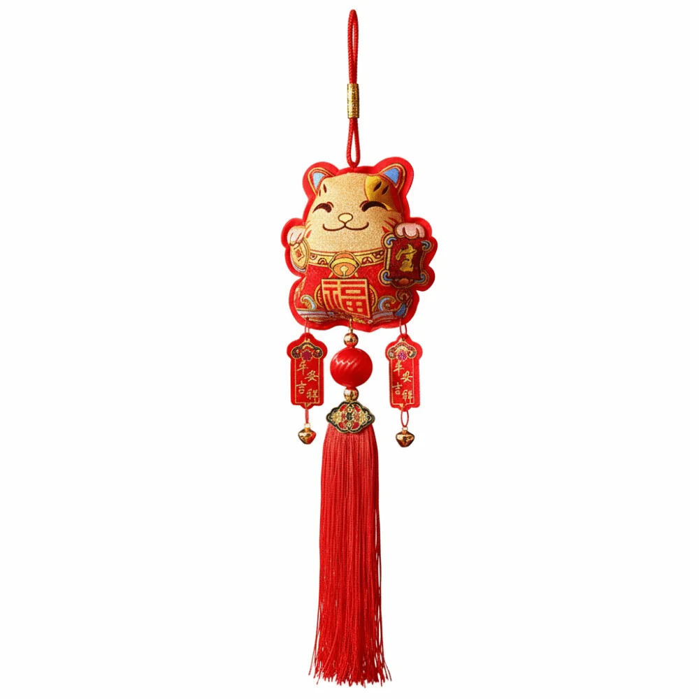 The God of Fortune Chinese New Year Decoration Embroidered 2026 Year of The Horse Spring Festival Decorations Red Chinese Style