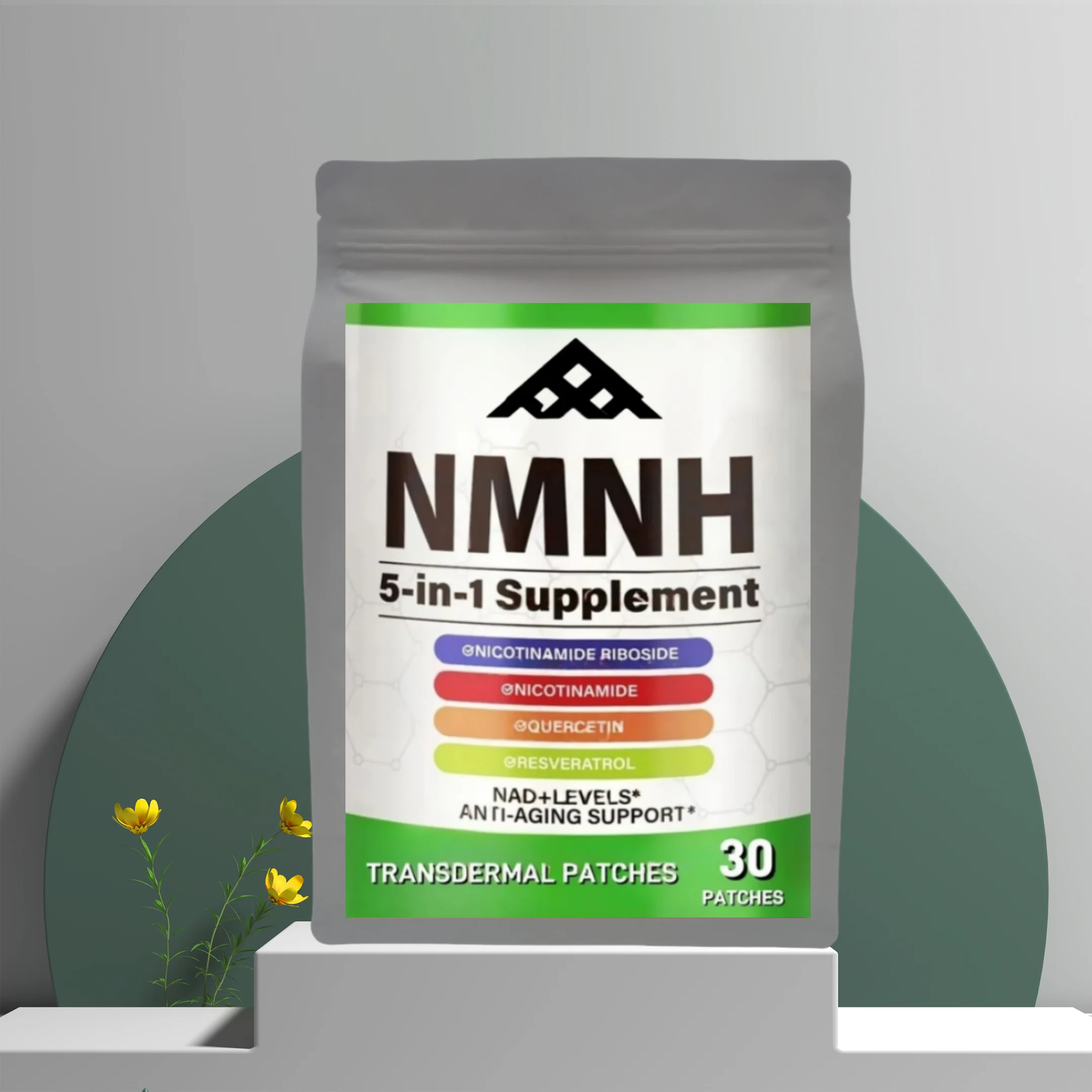 30 Patches 5-in-1 Nmnh Transdermal Patches With Quercetin, Trans-resveratrol, Enhance Nad+ Levels & Support