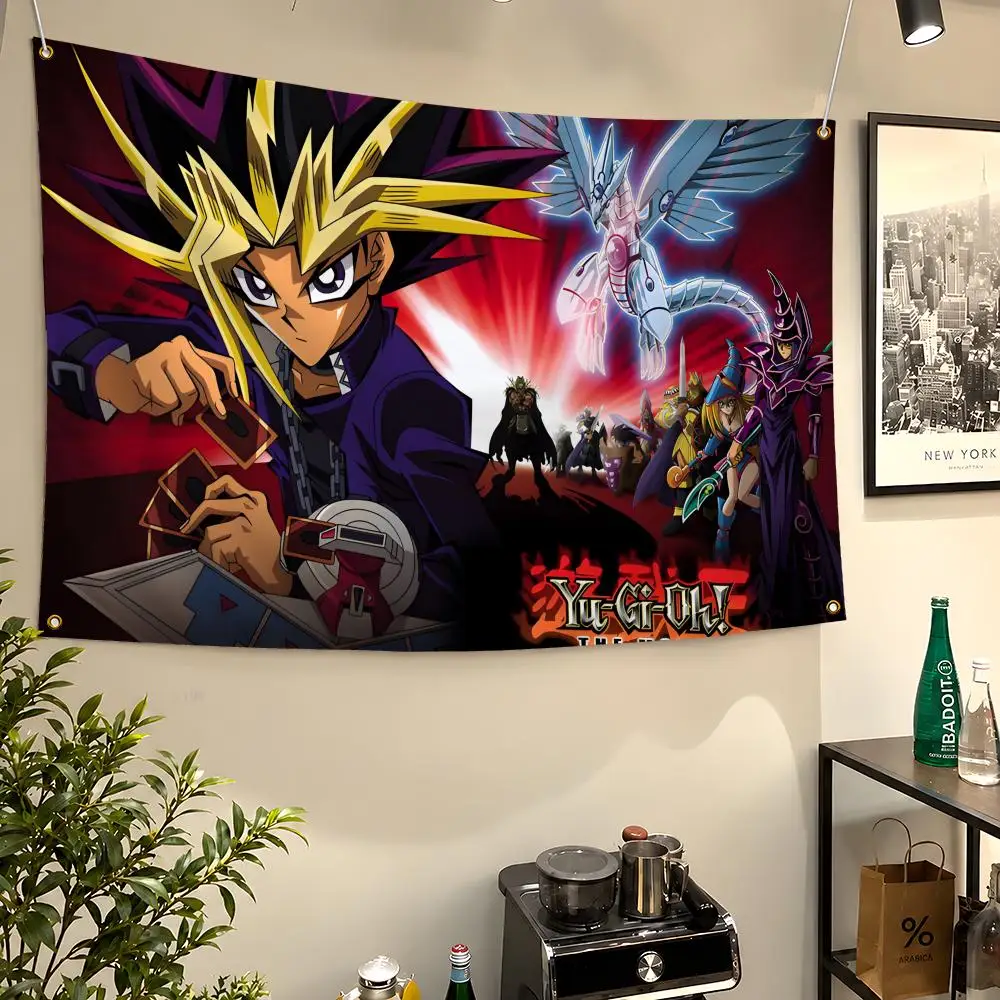 Anime Yu-Gi-Oh! Yugi Kaiba Blue-Eyes Flags Wall Hanging Flag Banners For Birthday Parties Outdoor Bedroom Dorm Room Decor