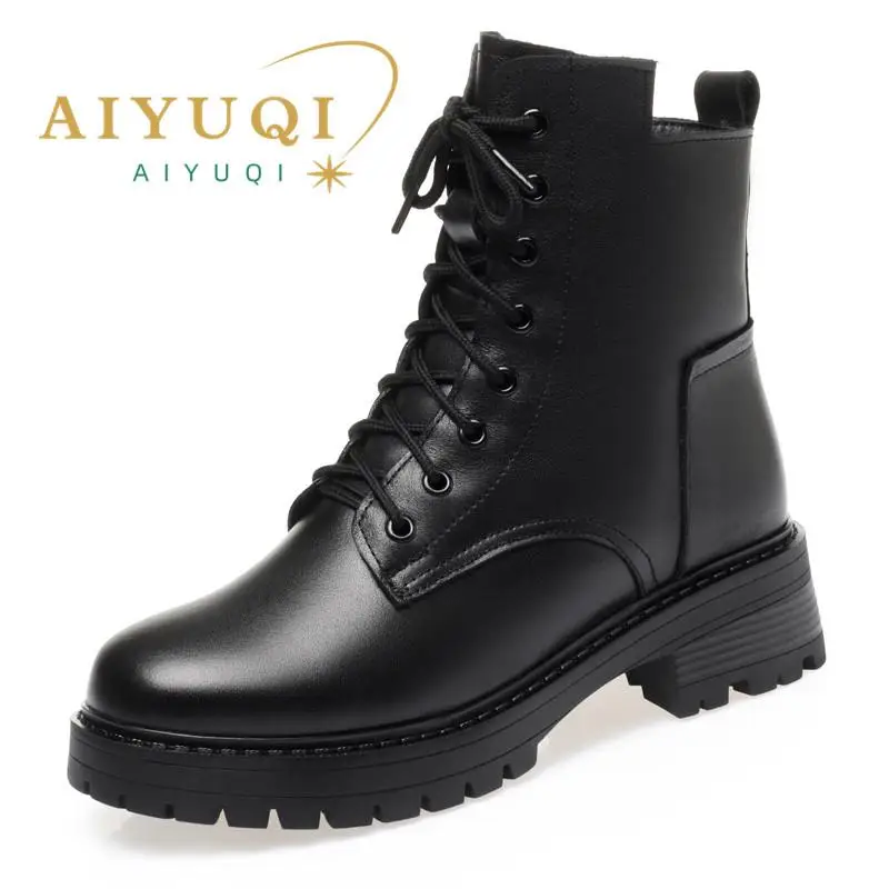 AIYUQI Boots female winter Large Size dropshipping Non-slip Women\'s Snow Boots Genuine Leather Warm Women Ankle Boots