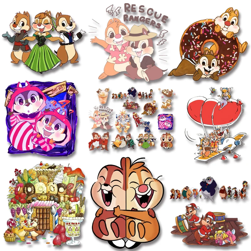 Chip N Dale Disney Classic Characters Iron on Transfers Patches for Clothes Hoodies T-shirt Designs Thermal stickers