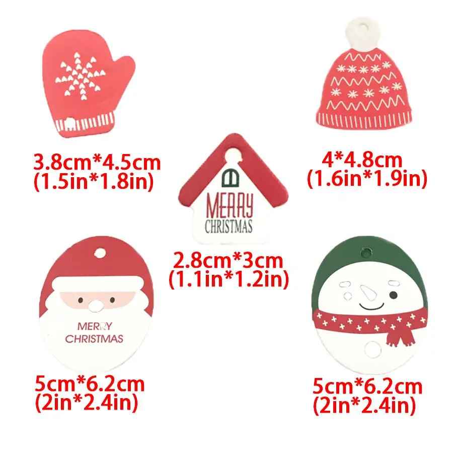 50pcs Multistyle Hang Tags, Xmas Ornament Gift Labels for Christmas Tree Hanging, Goodie Bag & Table Centerpiece Decor XJM
