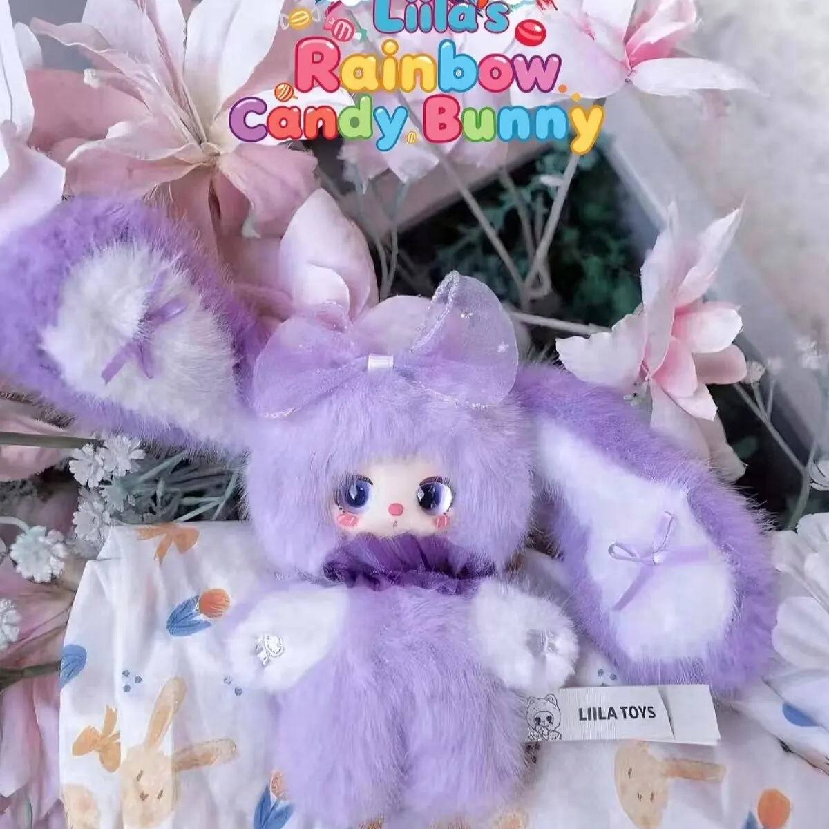 Babythree Liila Rainbow Candy Bunny Series Blind Box – Boîte Mystère Surprise avec Pendentif Voiture Doux et Confortable, Décoration Mignonne