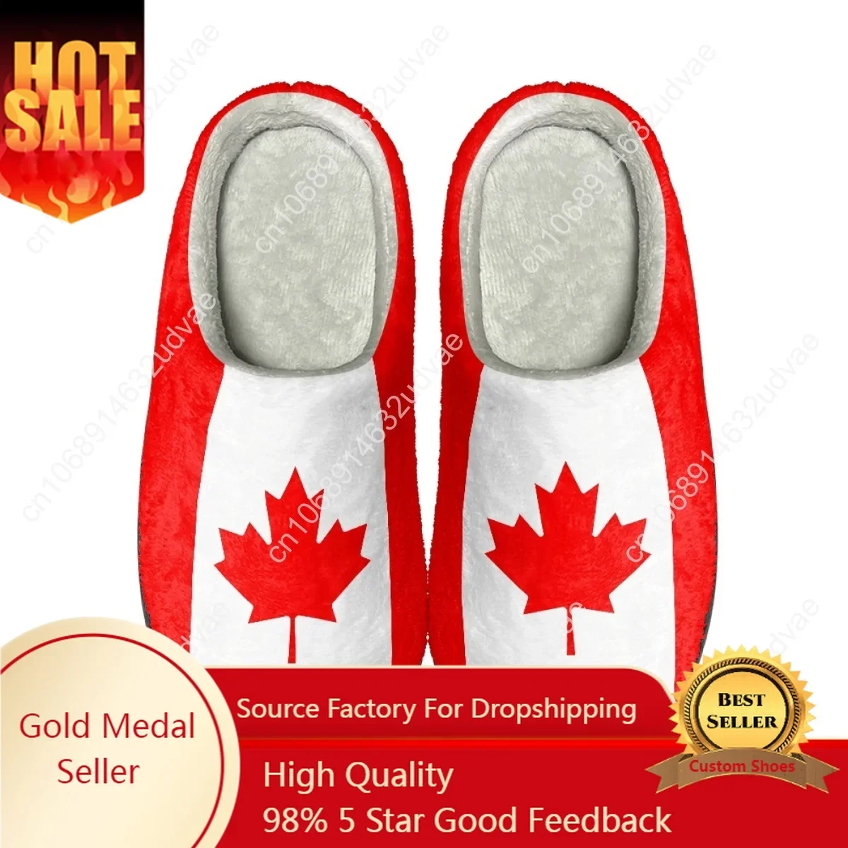 

Flag of Canada Design Women Casual Home Slippers House Bedroom Comfortable Slippers Autumn Warm Cotton Slippers Print On Demand