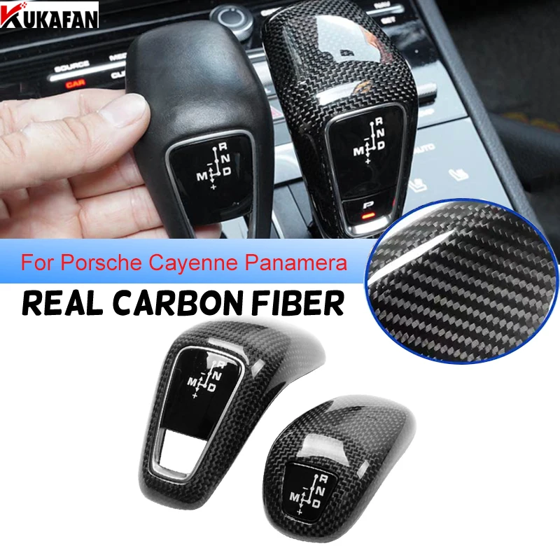 Replacement Real Carbon Fiber Car Gear Head Suitable Knob For Porsche Cayenne Panamera 971 2017-2022 Car Interior Trim Parts