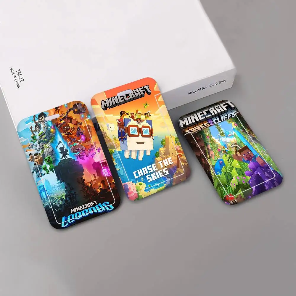 Game M-Minecraft Pocket Credit ID Card Badge Tag Holder Pass Case w/ Neck Strap Lanyard