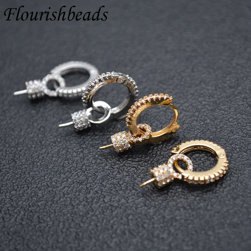 Paved Rhinestone Earring Connector with Pin Fit Beads DIY Earrings Luxury Jewelry Making Components