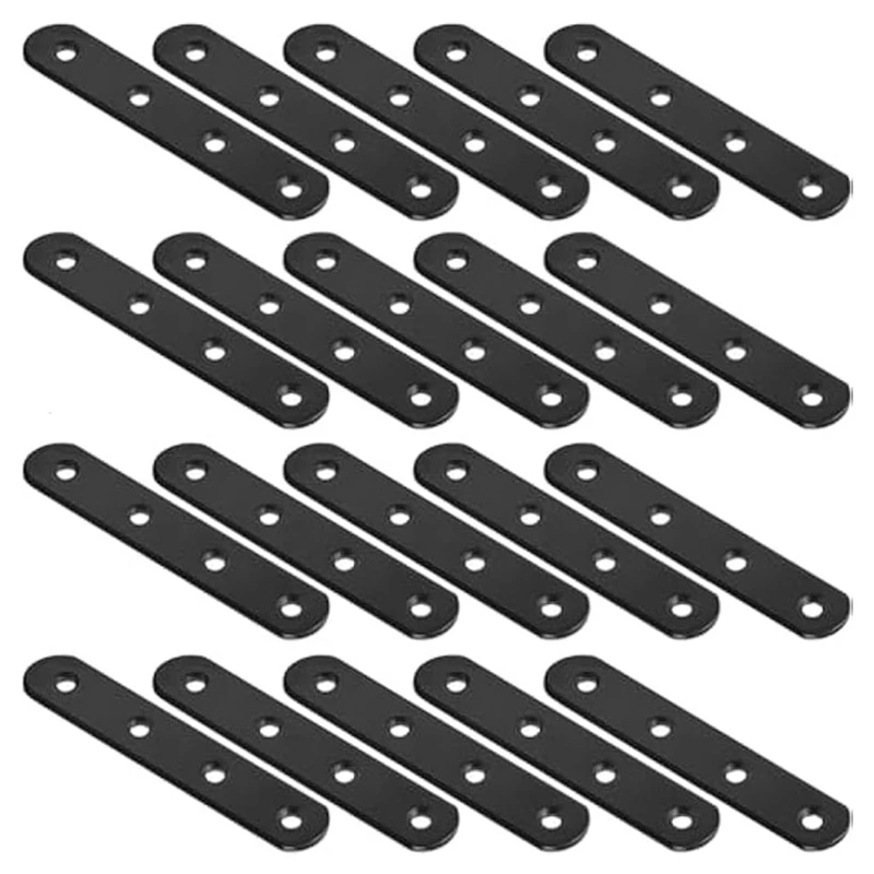 20Pcs Straight Brackets 4 Inch Straight Brace Flat Mending Plates, Repair Fixing Joining Brackets For Wood Furniture