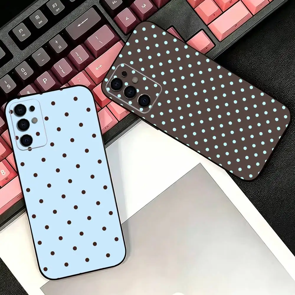 Big Dots Brown Blue Soft Black Phone Case for Samsung  S26,25,24,21,22,21,20,10,9,8,7,6Ultra,Plus,Fe, Lite