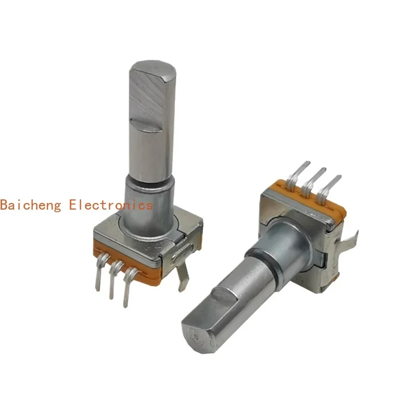 10PCS Rotate 360 EC11 encoder 15 pulse potentiometer with up and down curved belt press switch half shaft 21mm