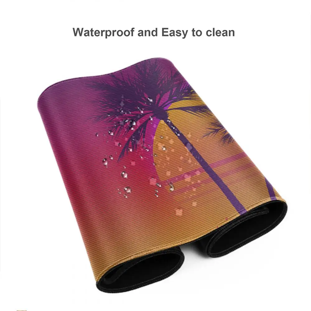 Alfombrilla de ratón de árbol de coco de neón, accesorios para juegos, alfombrilla de teclado XXL con borde de bloqueo grande, alfombrilla de mesa de 900x400mm, alfombrilla de ratón para juegos