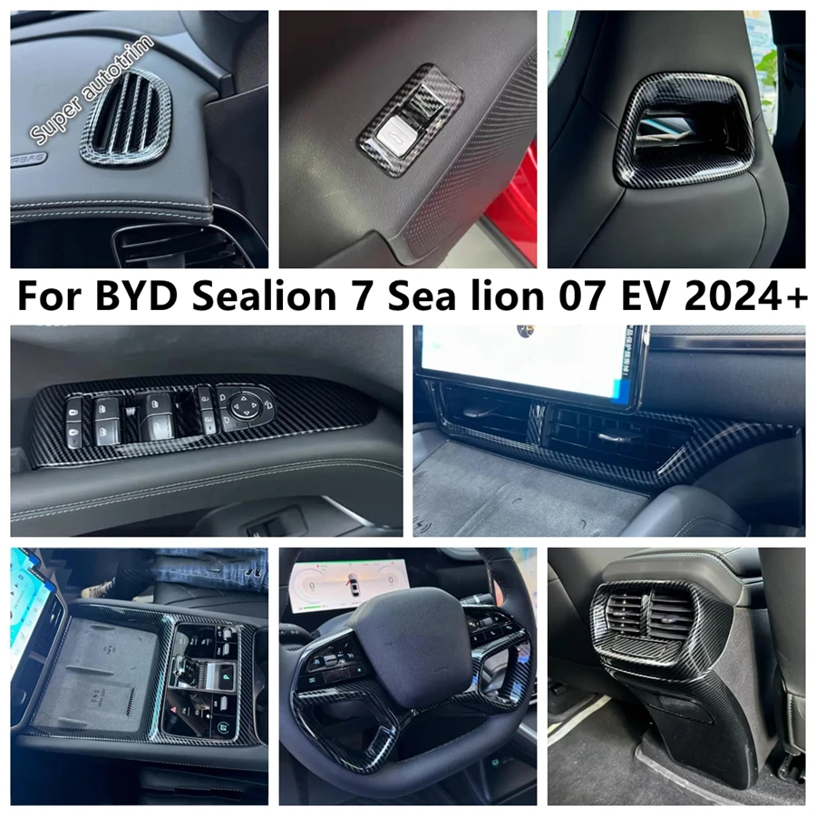 

For BYD Sealion 7 Sea lion 07 EV 2024 2025 Interior Steering Wheel Gear Shift Frame Window Lift Middle Rear Air Vent Cover Trim
