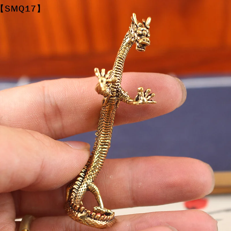 Pure Brass Loong Crafts Ornaments Zodiac Dragon Statue Standing Dragon Decoration Home Decorations【SMQ】