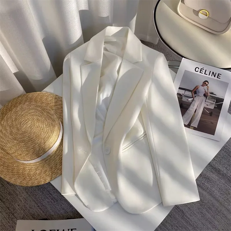 Office Lady Blazer per donna 2026 Moda manica lunga Blazer con bottone singolo Cappotti Top femminile Giacche Capispalla