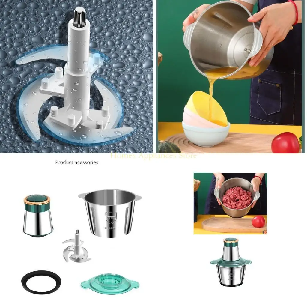 D0AB 220V電気野菜チョッパーガーリックマッシャークラッシャーミンサー肉グラインダーフードプロセッサーキッチンガジェット調理機