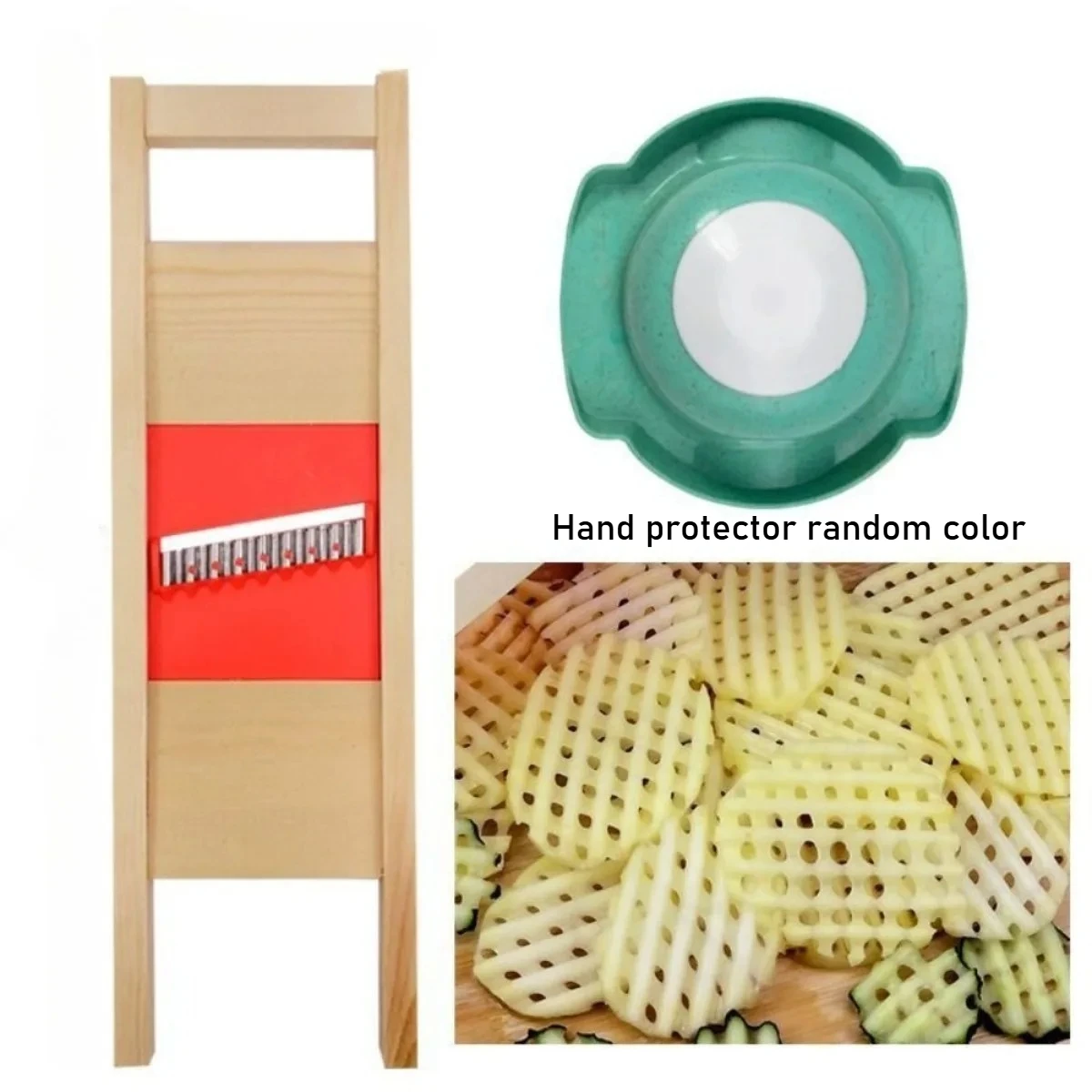 Stainless Steel Vegetable Slicer  Hand-held Food Grater with Wooden Handle Julienne Shredder Slicer for Potato Carrot Cucumber